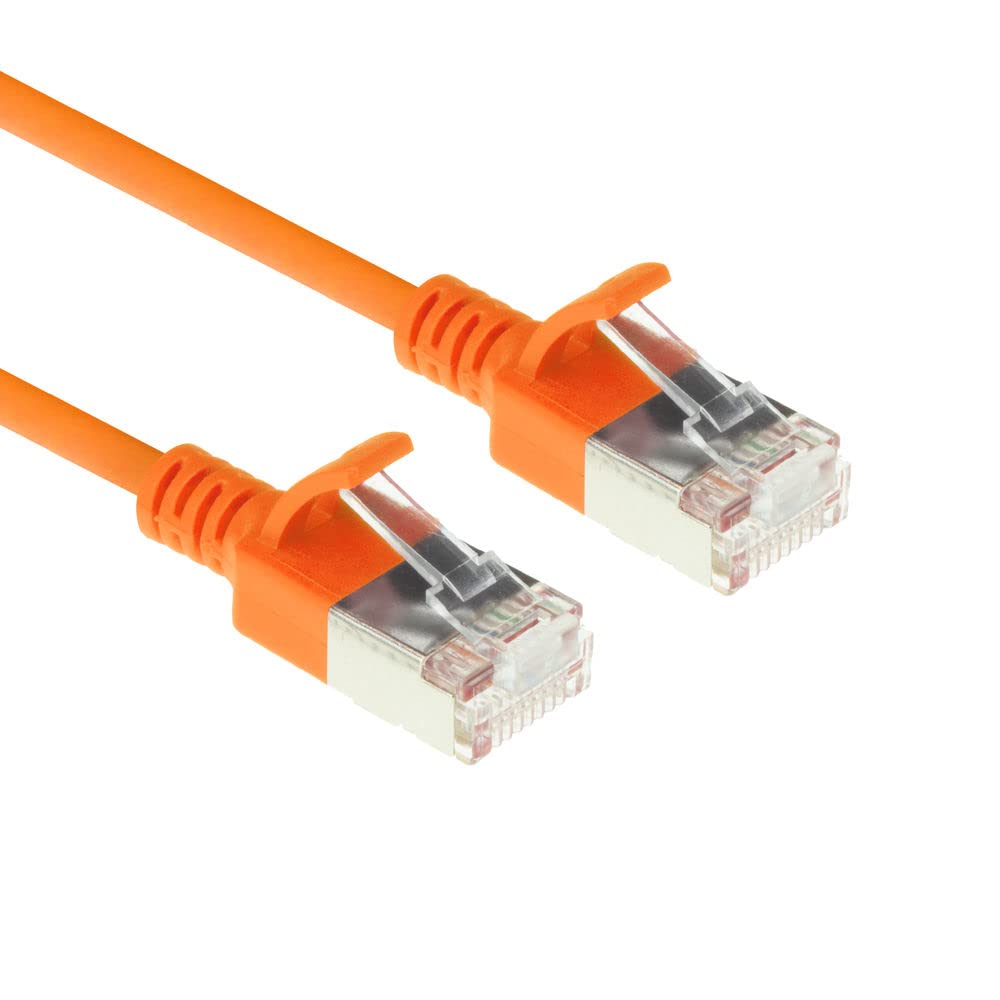 ACT CAT6a Network Cable, U/FTP LSZH LAN Cable Thin 3.8 mm Slimline, Flexible Snagless CAT 6a Cable with RJ45 Plug, for Use in Data Centres, 5 Metres, Orange - DC7105