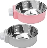 nuoshen 2 Pcs Crate Water Bowl 2-in-1 Dog Cage Hanging Stainless Steel Bowl view 1