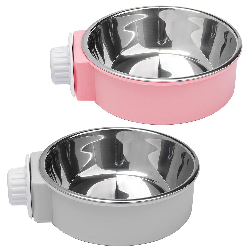 2 Pcs Crate Water Bowl, 2-in-1 Dog Cage Hanging Bowls Removable Cage Water Bowls for Small Animals — image 1