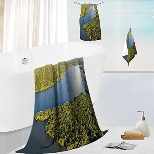 AmaPark Ultra Soft Bathroom Towels Set aerial view of mangrove forest around kuching and sarawak river borneo malaysia 1 Shower Towel 1 Hand Towel and 1 Face Towel