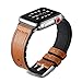 Sweatproof Hybrid Leather Sports Watch Band Vintage Replacement Bands for Apple Watch iwatch Series 4 3 2 1 Dark Brown Replacement Straps with Sliver Stainless Steel Buckle Clasp (42mm, Brown)