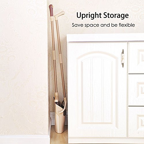 Extended Broom and Dustpan Set- 50" Long Handle Rotatable Self Cleaning Broom and Dust Pan with Long Handle, Standing Upright Grips Sweep Set with Lobby Broom Combo Set for Kitchen Garden Garage-Beige