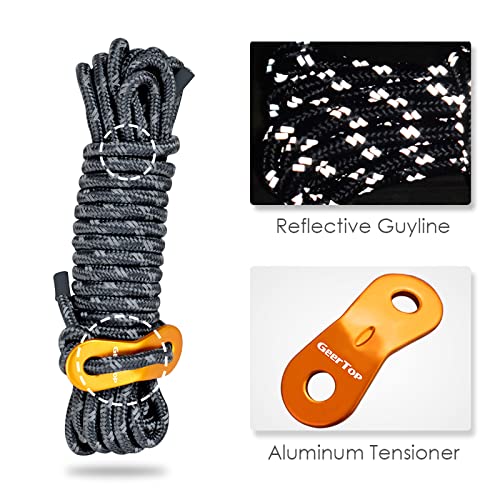 GEERTOP Reflective Guylines 4mm Lightweight Camp Ropes Tent Cords with Aluminum Adjuster