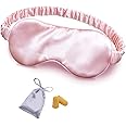OLESILK Silk Sleep Mask, 100% Mulberry Silk Eye Mask for Sleeping, Double Layer Silk Filling and Elastic Strap, Travel and Nap, Soft Eye Cover Eyeshade with Luxury Bag and Ear Plugs, Pink