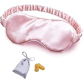 OLESILK Silk Sleep Mask, 100% Mulberry Silk Eye Mask for Sleeping, Double Layer Filling and Elastic Strap, Travel and Nap, Soft Eye Cover Eyeshade with Luxury Bag and Ear Plugs, Pink