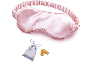 OLESILK Silk Sleep Mask, 100% Mulberry Silk Eye Mask for Sleeping, Double Layer Filling and Elastic Strap, Travel and Nap, Soft Eye Cover Eyeshade with Luxury Bag and Ear Plugs, Pink