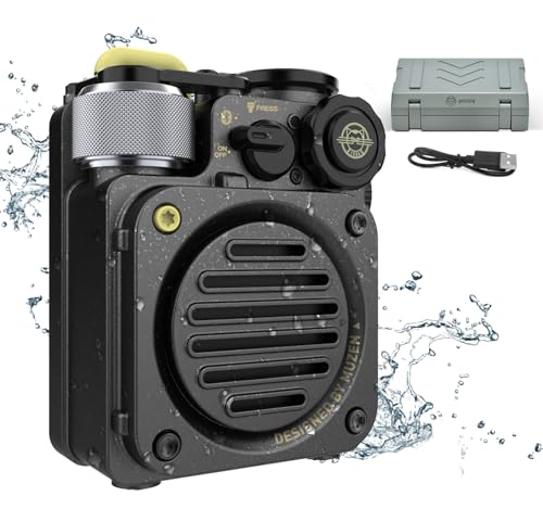 Muzen Wild-Mini Enceinte Bluetooth Portable, Haut Parleur Bluetooth Petite Exterieur, Mini Speaker Etanche IPX5 avec Lampe Torche pour Salle de Bain Douche Exterieur Camping, Cadeau Homme Garcon Noir