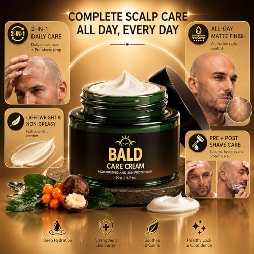 50ml Bald Care Cream, After Shaving, Moisturizing and Nourishing, Matte, For Men After Shaving Bald People