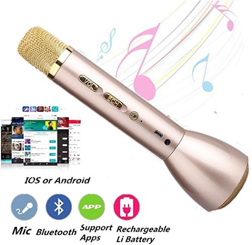 Wireless Karaoke Microphone,Portable Cellphone Karaoke Player Built-in Bluetooth Speaker for Music Playing and Singing Anytime(Golden)