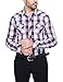 Mens Plaid Casual Dress Shirt Long Sleeve Button Down Shirts (Red/Blue/Burgundy)