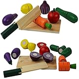 Wooden Cutting Food Toys for Toddlers - Fruit Vegetable Pretend Play Children Kid Educational Toy by NimNik