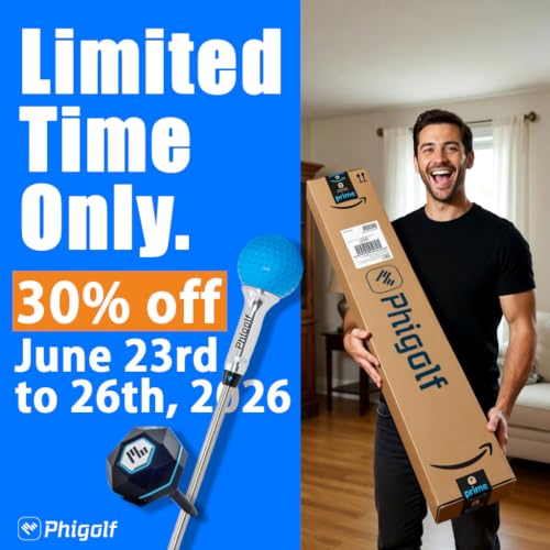 PHIGOLF Home Golf Simulator with Swing Stick – Indoor & Outdoor Golf Game, Motion Sensor Swing Trainer, Play 38,000+ Courses, Family Fun, Compatible with iOS, Android & E6 Connect