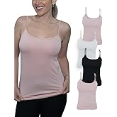 MISS POPULAR Women's 4-Pack Camisole Tank Tops Basic Undershirt with Adjustable Spaghetti Straps,Sizes XS-2XL
