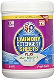 S2O Laundry Detergent Sheets Plus Stain Remover Booster, Fresh Scent, 100 Loads