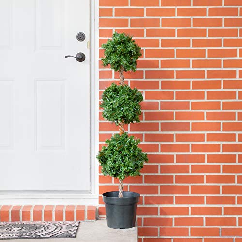 Home Heritage 4 Foot Artificial Topiary Tree w/Clear Lights for Entryway Decor - Thumbnail 4