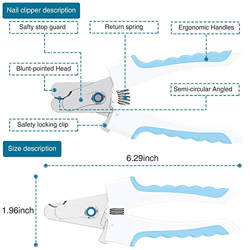 Dog Nail Clippers, Stainless Steel Dog Nail Trimmer with Razor Sharp Blades, Safety Guard to Avoid Over-cutting, Professional Grooming Tool at Home for All Small Large Dogs Cats Pets - Free Nail File - Thumbnail 3