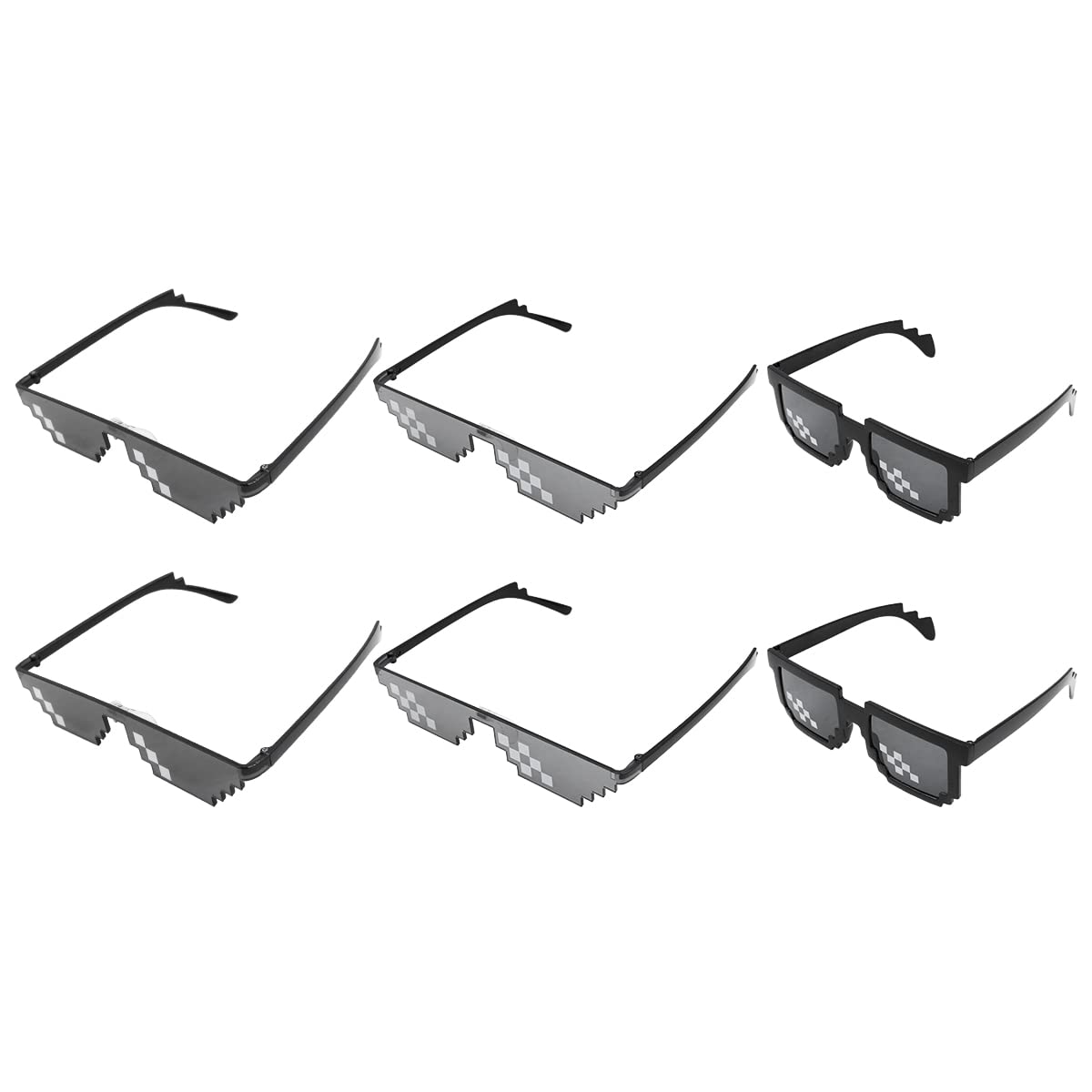 WANGCL 6PCS Pixel Glasses Festival Sunglasses Funky Sunglasses for Fancy Dress Accessory Party Cosplay
