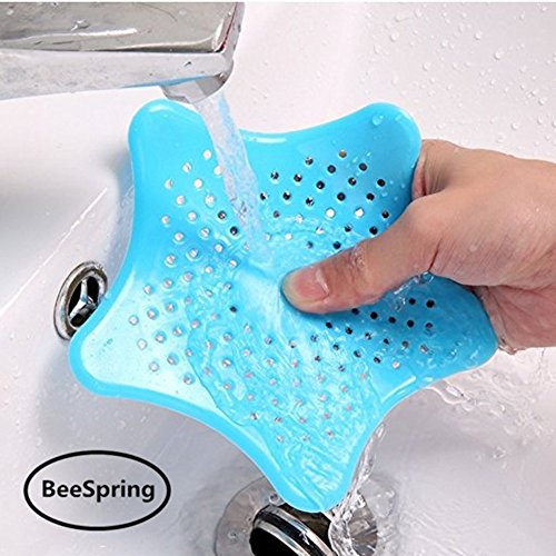 Shower Drain Hair Catcher, BeeSpring Starfish Shaped Strainer Drain Protector for Kitchen and Bathroom 2PCS randam color - Thumbnail 3