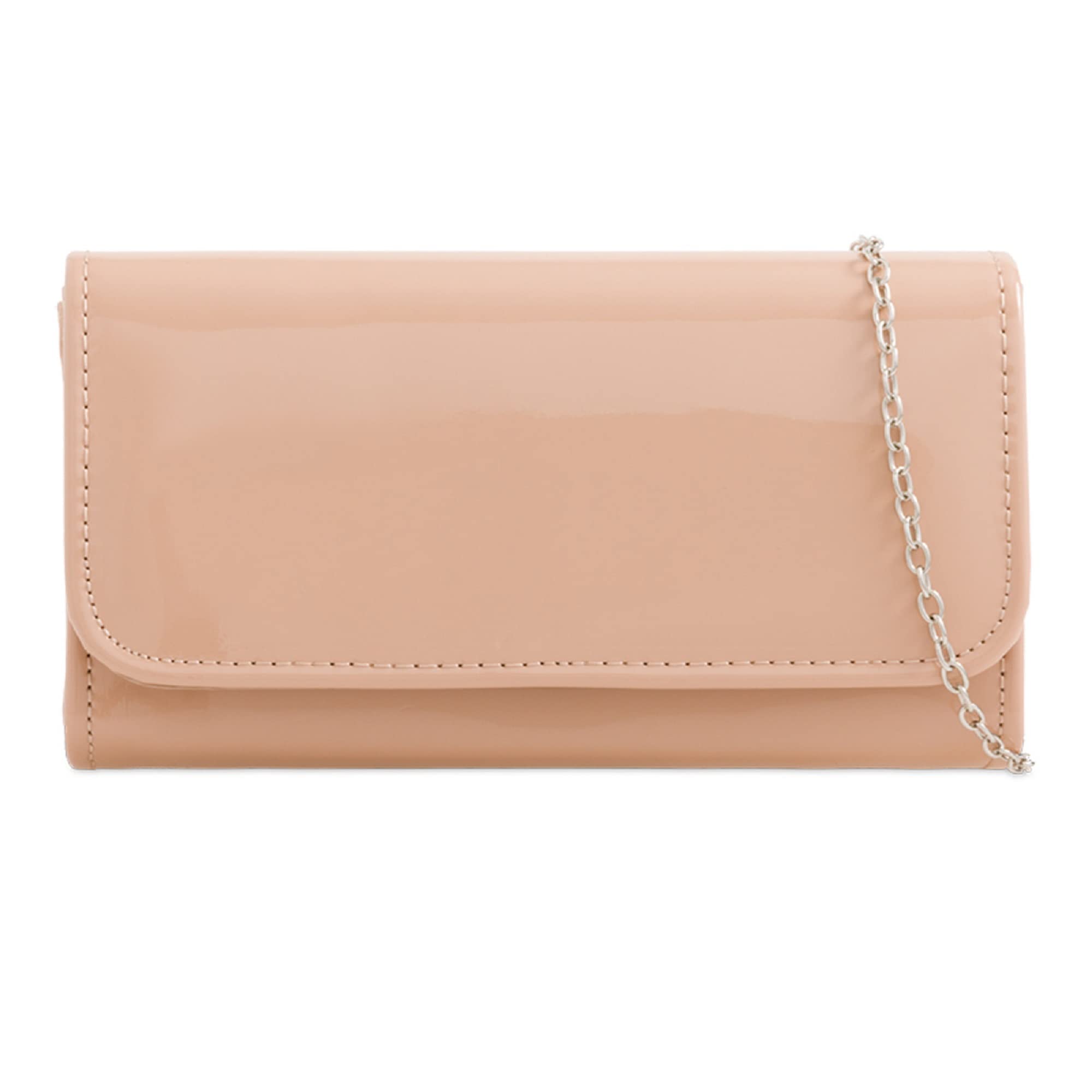 fi9® Plain Patent Wedding Ladies Party Prom Evening Clutch Hand Bag Purse (Nude)