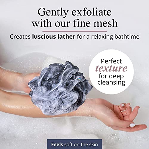 MainBasics Bath Shower Loofah Sponge Pouf Body Wash Scrubber (Set of 3