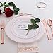 WDF 120 Pieces Rose Gold Plastic Silverware- Disposable Flatware Set-Heavyweight Plastic Cutlery- Includes 40 Forks, 40 Spoons, 40 Knives for Valentine's Day, Mother's Day,Wedding&Party