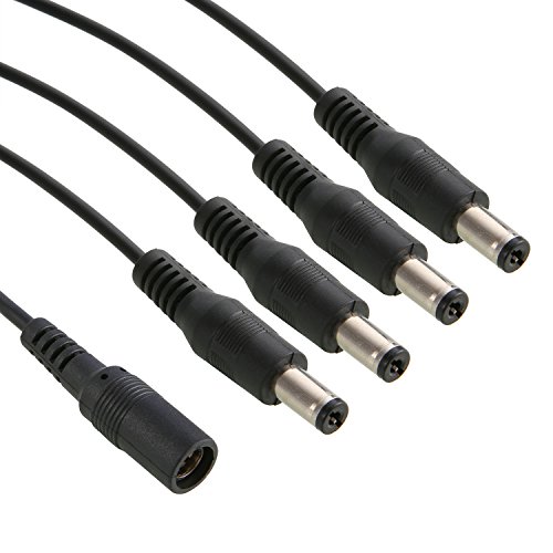 SANNCE Power Splitter Cable for Home Security Cameras Systems, 5.5x2.1mm 1 to 4 Male DC Power Pigtail Splitter Cable for Security CCTV Cameras(Black)