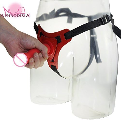 Ingdy(TM) 4.5 inch 4 Colors Silicone Waterproof Realistic Cock Harness set, Extreme Swirly G Strap On kit, Adult toys for couples [ Red ]