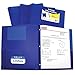 C-Line Two-Pocket Heavyweight Poly Portfolio with Prongs, For Letter Size Papers, Includes Business Card Slot, 1 Case of 25 Portfolios, Blue (33965-25)