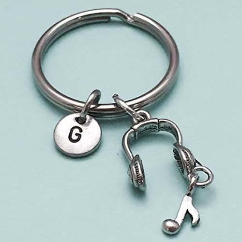 Headphones keychain, headphones charm, music keychain