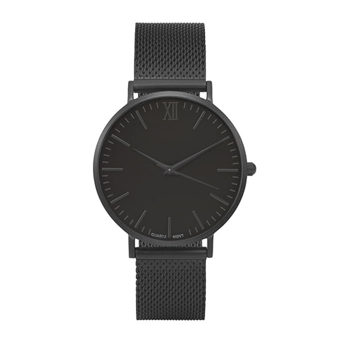 Souarts Herren Armbanduhr Einfach Mesh Metallarmband Casual Analoge Quarz Uhr Schwarz Weiss (FBA, A Schwarz)
