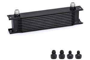 PQY 10 Row AN10-10AN Stacked Plate Oil Cooler 6AN 8AN Adapter Universal Engine Transmission Aluminium Alloy