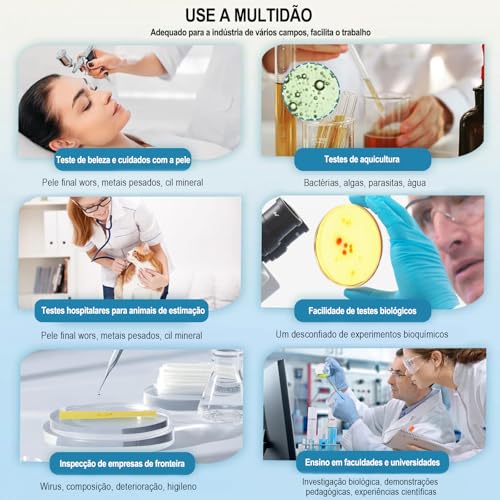 Microscopio, Microscópio, Microscopio Profissional 5000X, Kit de Eletrônico Trinocular Profissional, 5000X, Biológico, Com 2X, 10X, 25X