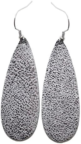 Thin Genuine Leather Teardrop Earrings