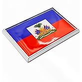 Perdecor Haiti Flag Sticker Emblem Haitian Decal Car Chrome Flags, 2 Pack, 3 x 2 inches