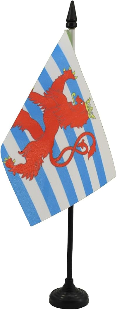 AZ FLAG Luxembourg Table Flag 4x6 in Red Lions 10 inch Pole Black Base