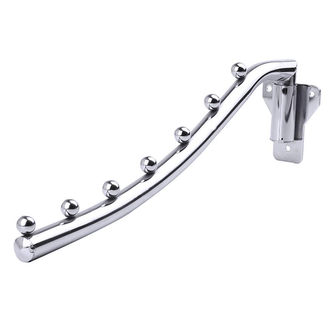 2-Pack Wall Mounted Clothes Hanger Rack, Stainless Steel 180° Folding Wall Mounted Clothes Coats Hooks with Swing Arm Holder Closet Space Saver for Bedrooms Storage Laundry Room (15.7 inch, 7 Hooks)