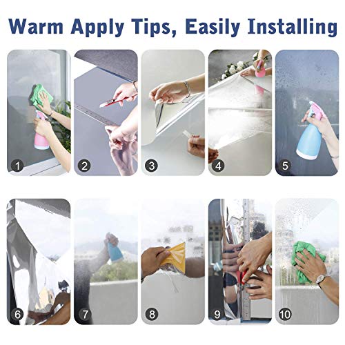RABBITGOO One Way Window Film Anti UV Static Cling Window Film Removable Decorative Heat Control Privacy Glass Tint for Home and Office Windows（35.4" x 78.7"，Sliver） - Thumbnail 5