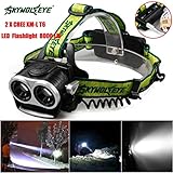 HP95® 8000LM 2X XM-L T6 LED Rechargeable 18650 USB Headlamp Headlight Head Light Torch