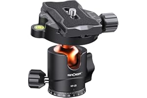 Low-Profile Metal Tripod Ball Head, K&F Concept 25mm 360° Rotating Panoramic Ball Head with 1/4" Quick Release Plate Bubble L