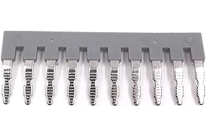Erayco 10Pcs EB10-6 DIN Rail Terminal Block Press-Fit Jumper, Insert-pull Bridging Matching UK-2.5B UK5N UDK4 UKK5 External Bridge Copper Jumpers 10 Pole