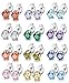 LOYALLOOK 12 Pairs Stainless Steel Round Cubic Zirconia Diamond Birthstone Stud Earrings for Women 4mm