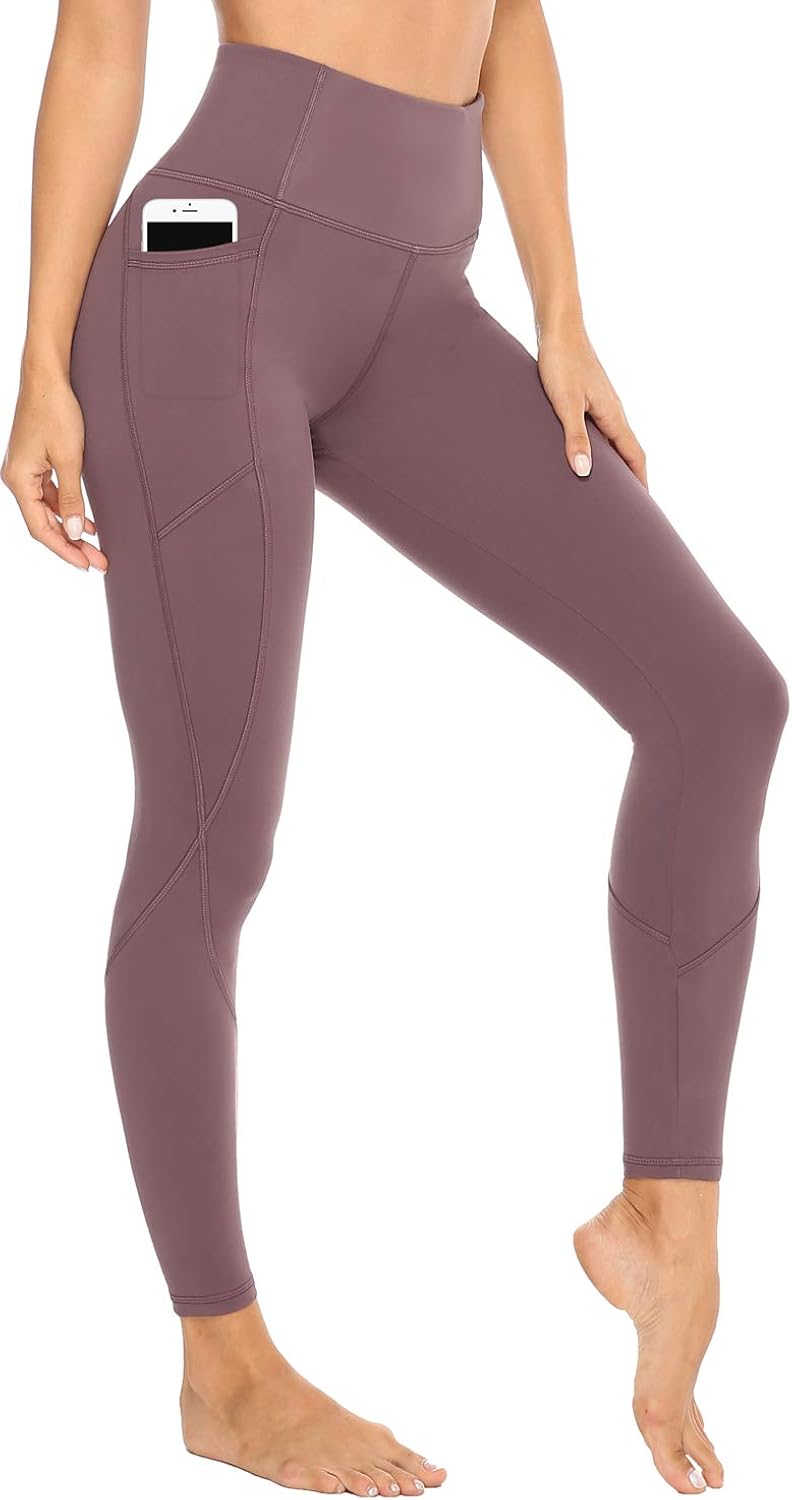 Persit Women's Premium Yoga Pants with Pockets, Non See-Through Tummy Control 4 Way Stretch High Waist Leggings: Clothing
