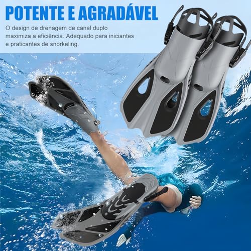 Gavzrt Barbatanas Para Mergulho Com Calcanhar Aberto E Ajustáveis, Pe De Pato De Natação Em Silicone Preto