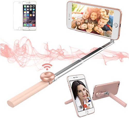 SURPASSER Selfie Stick Cell Phone Case Bluetooth 2 in 1 for iPhone 6/6s Plus (Rose Gold)
