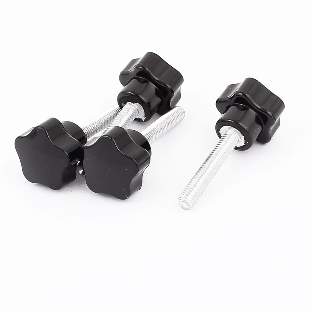 Sourcingmap Star Head Screw Clamping Knob Grip M6 x 35mm Male Thread 4Pcs Black