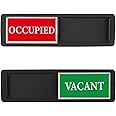 Vacant Sign (Restroom Sign, Office Sign, Conference Sign, Privacy Sign, Occupied Sign), Tells Whether Room in Vacant or Occupied, Non-Scratch Magnetic w/Adhesive Slide Door Sign Indicator (Black)