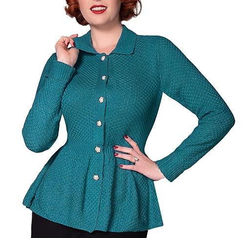 Belle Poque Women's Peplum Ruffle Knit Cardigan