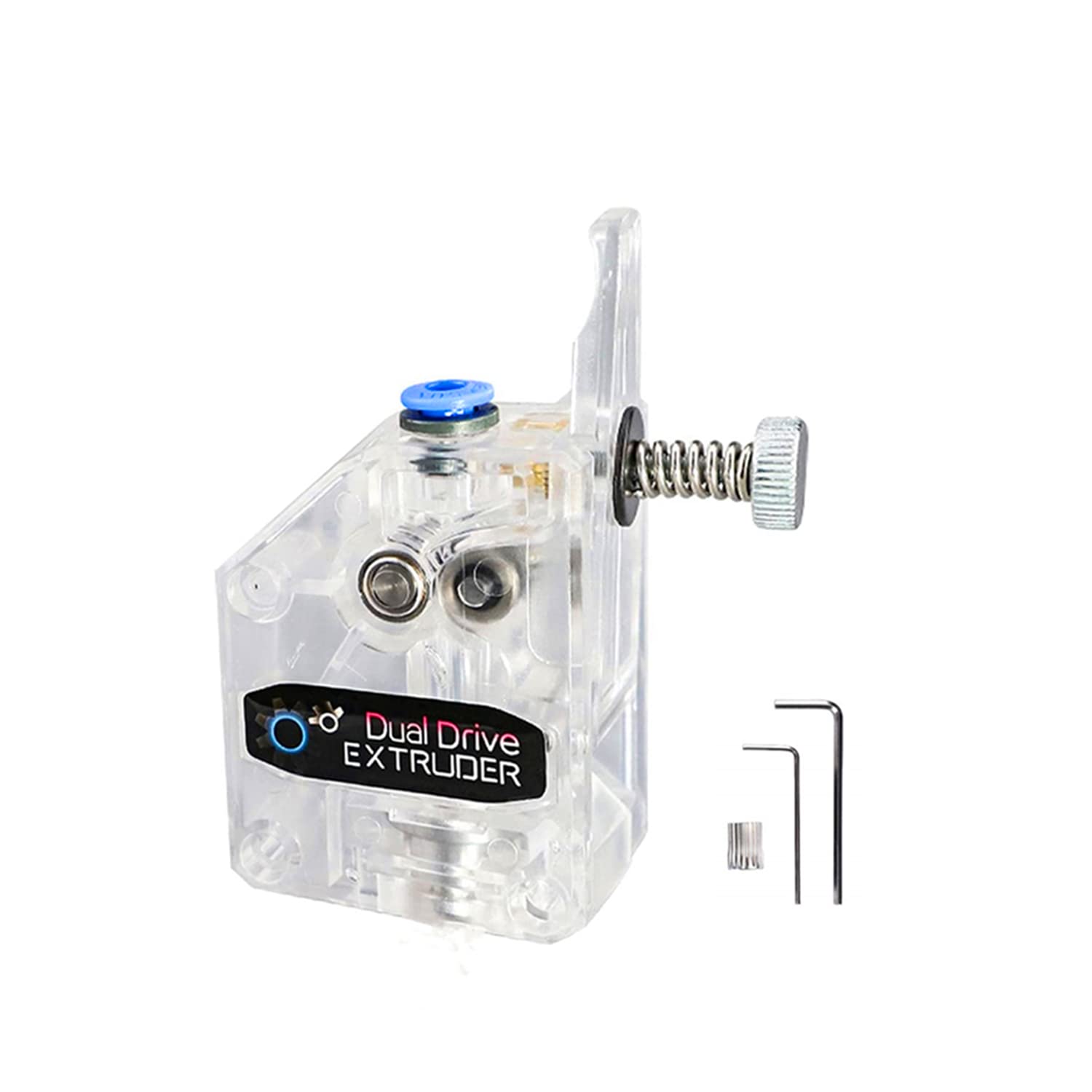 3Dman Bowden Dual Drive Extruder Universal Geared Extruder for Ender 3 V2/Pro, Ender 3 Series, CR10 Series, Mega S, Tevo Tornado, Wanhao D9, Anet A8 E10, Prusa I3 and DIY 3D Printer - Transparent