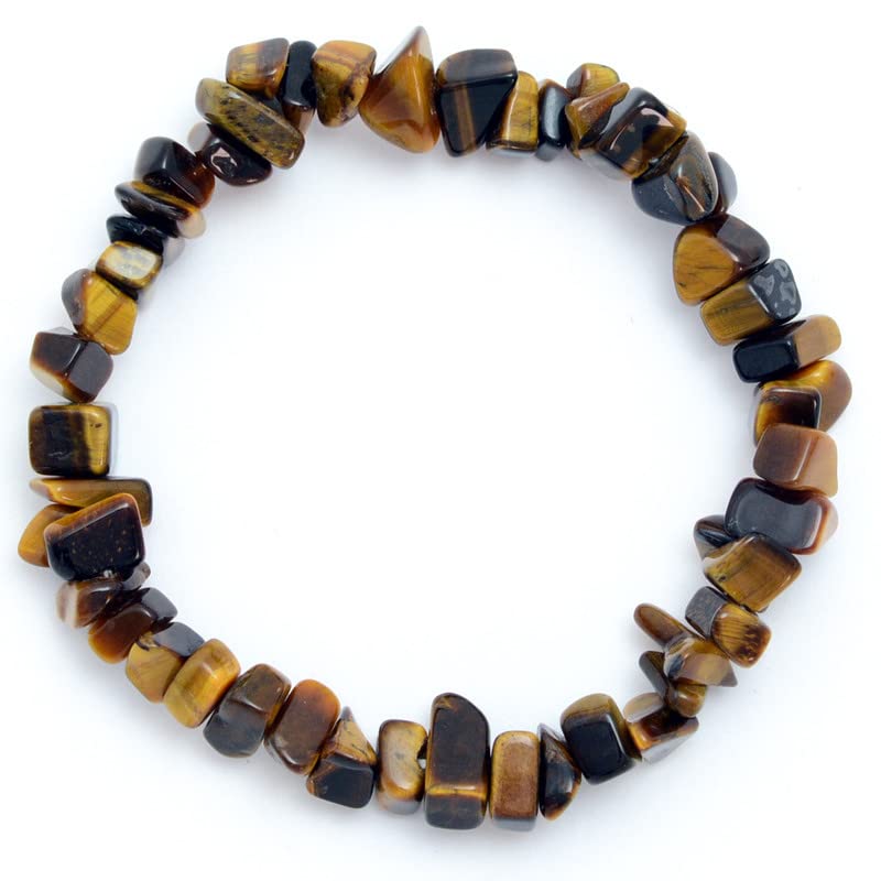 Wild Therapies Tigers Eye Crystal Chip Bracelet - Reiki Charged - With Gift Pouch