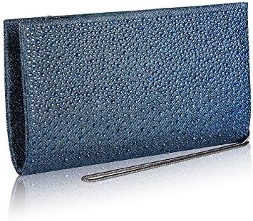 GGBAZZARA Women Rhinestone Frosted Evening Clutch Bag Formal Party Clutches Wedding Purses (blue)